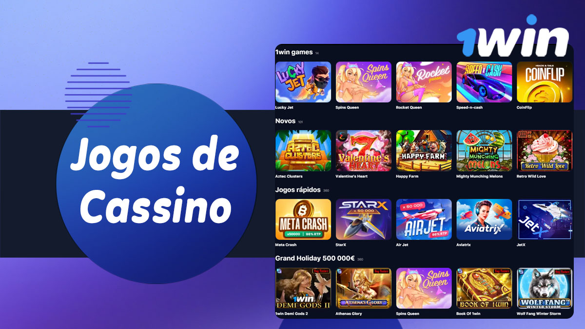 Lista das secções de jogos de casino online disponíveis no 1Win