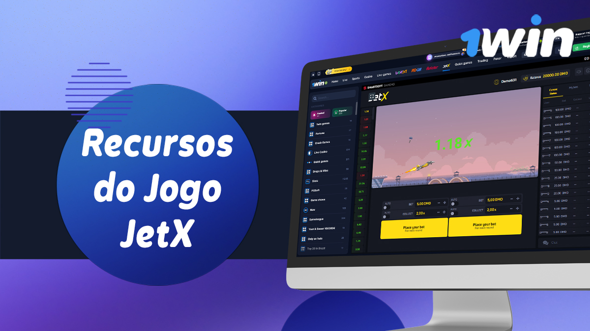 Características do jogo online JetX no site casino 1win Brasil